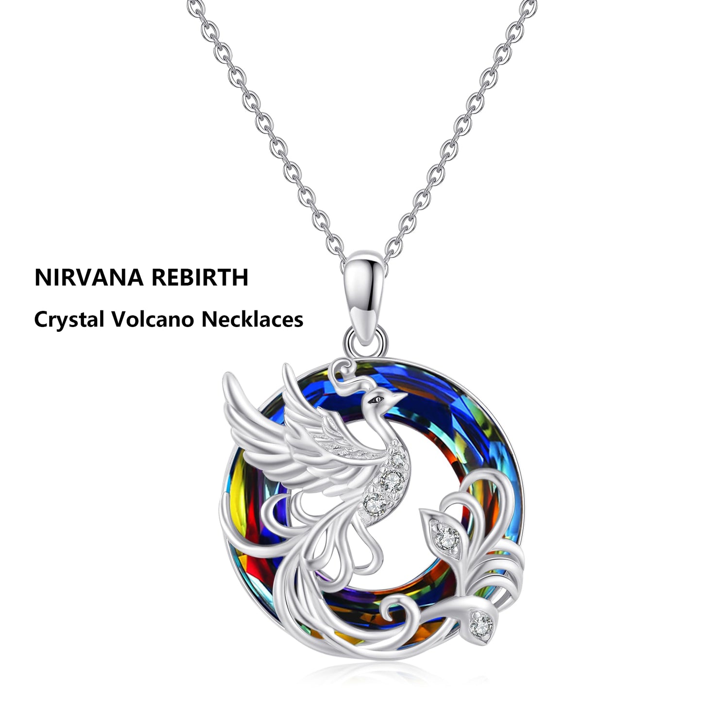 Phoenix Necklace 925 Sterling Silver Phoenix Pendant Austrian Crystal Necklace Rise from Ashes Phoenix Bird Necklace Animals Phoenix Jewelry for Women