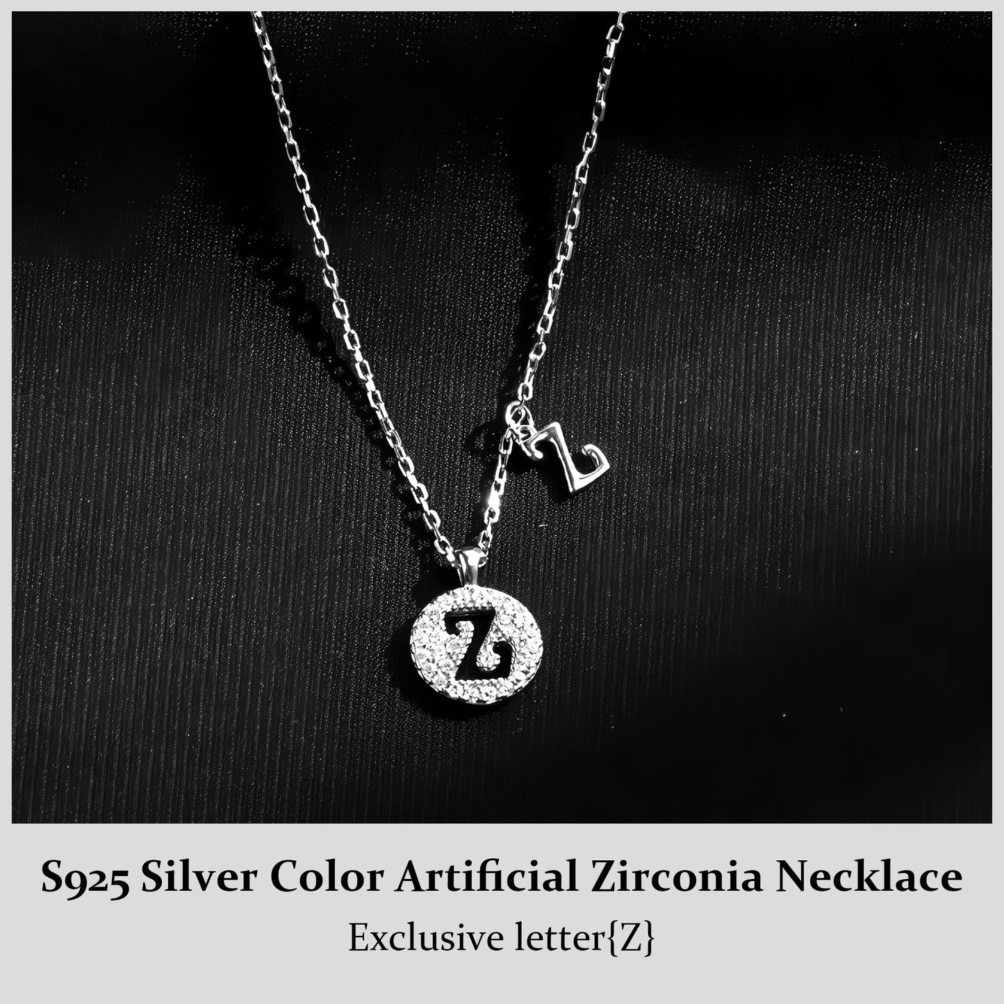 S925 Sterling Silver Surname Letter Pendant Necklace for Women
