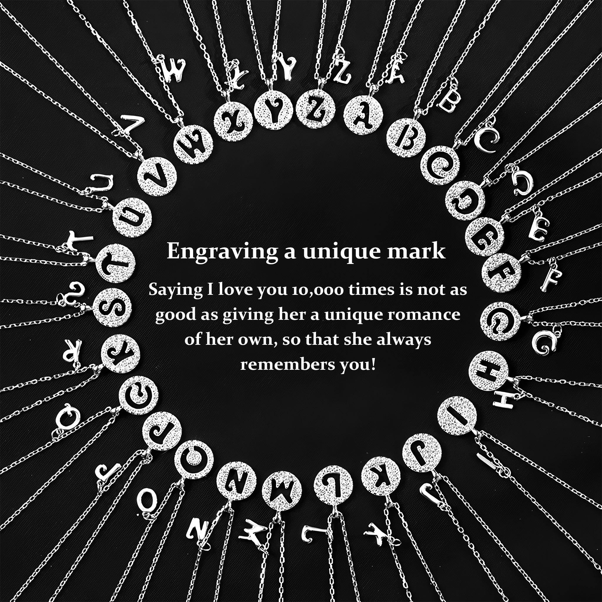 S925 Sterling Silver Surname Letter Pendant Necklace for Women