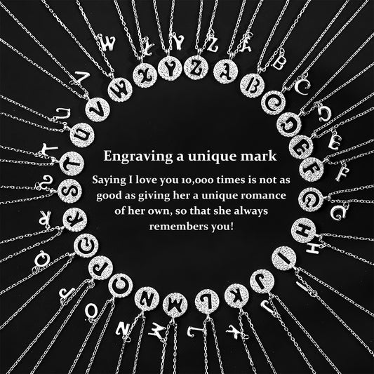 S925 Sterling Silver Surname Letter Pendant Necklace for Women