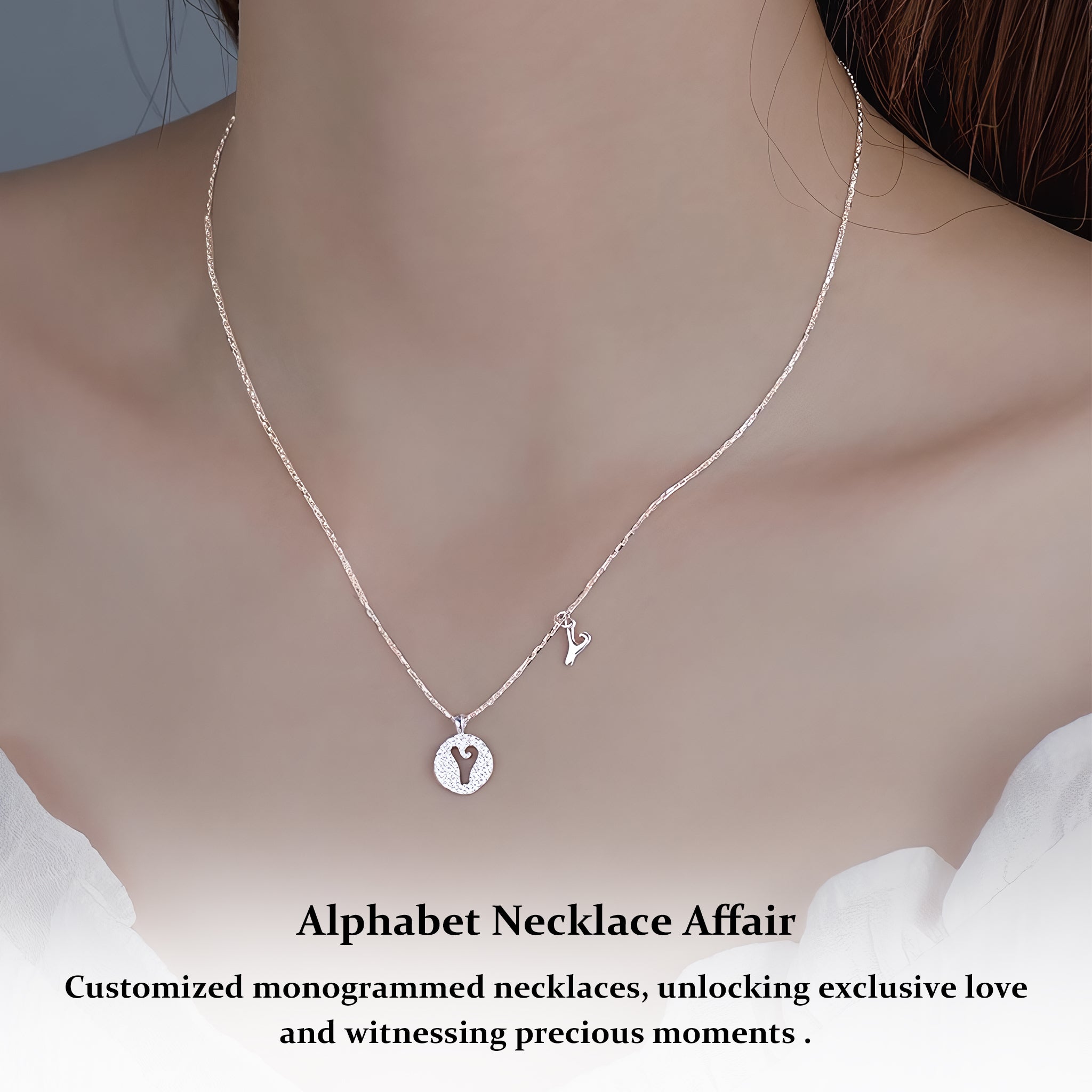 S925 Sterling Silver Surname Letter Pendant Necklace for Women