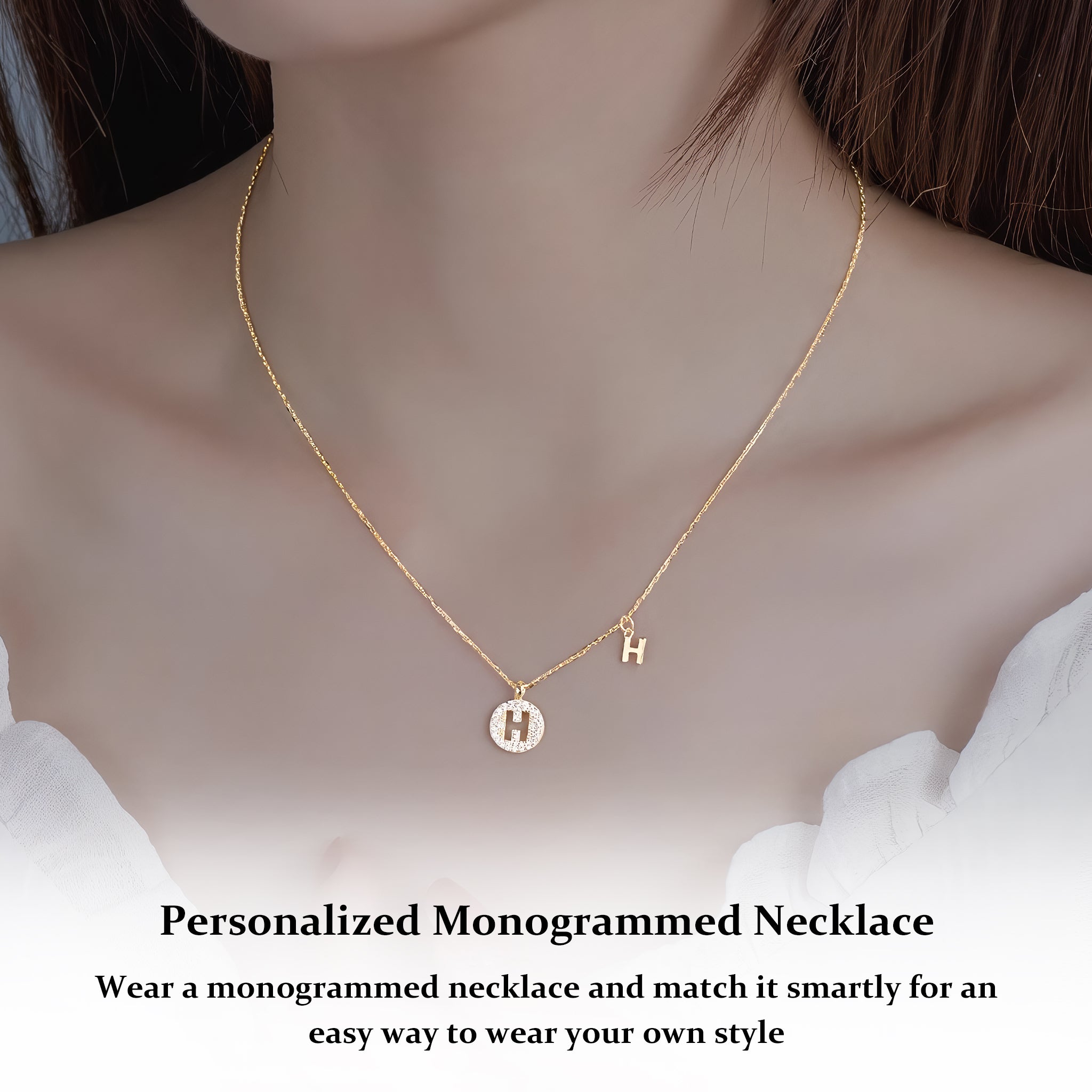 S925 Sterling Silver Surname Letter Pendant Necklace for Women