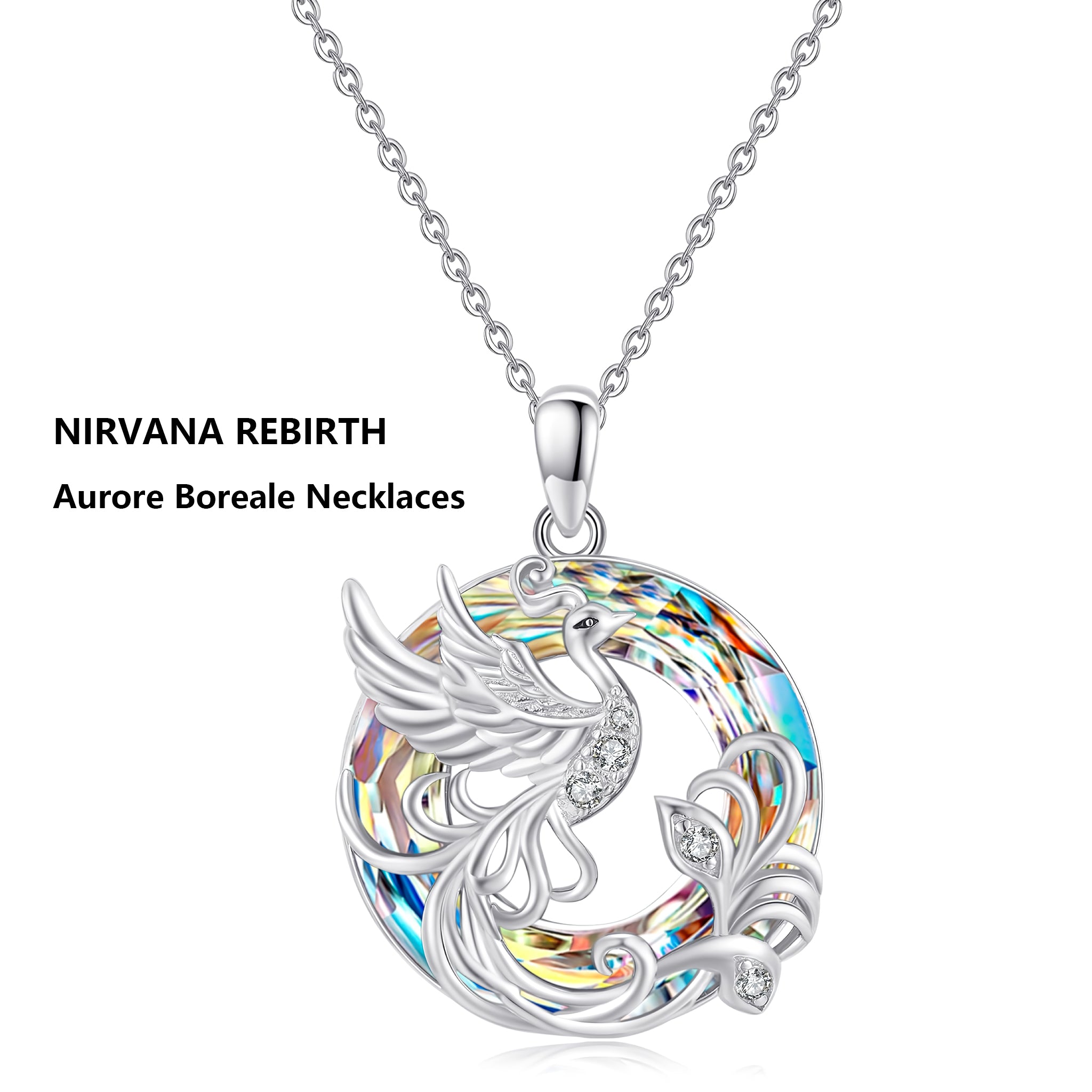 Phoenix Necklace 925 Sterling Silver Phoenix Pendant Austrian Crystal Necklace Rise from Ashes Phoenix Bird Necklace Animals Phoenix Jewelry for Women
