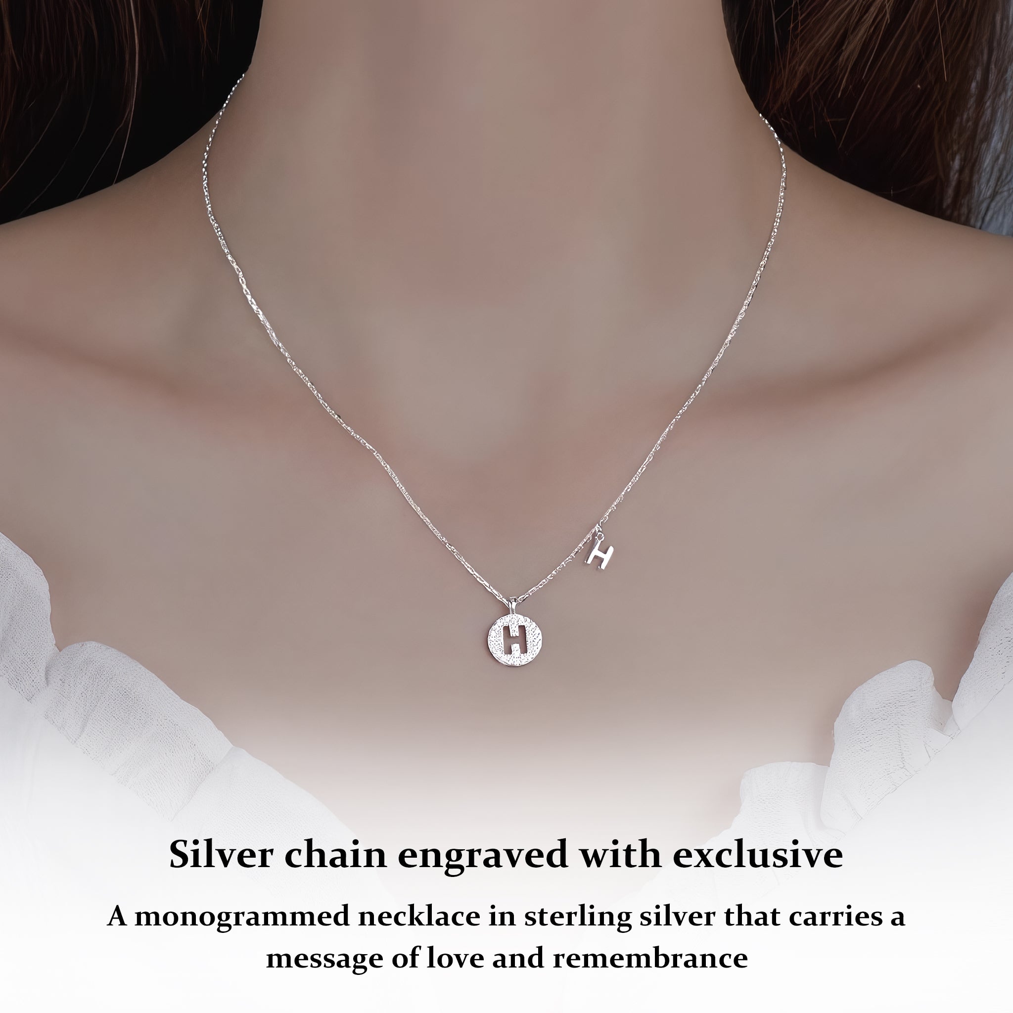 S925 Sterling Silver Surname Letter Pendant Necklace for Women