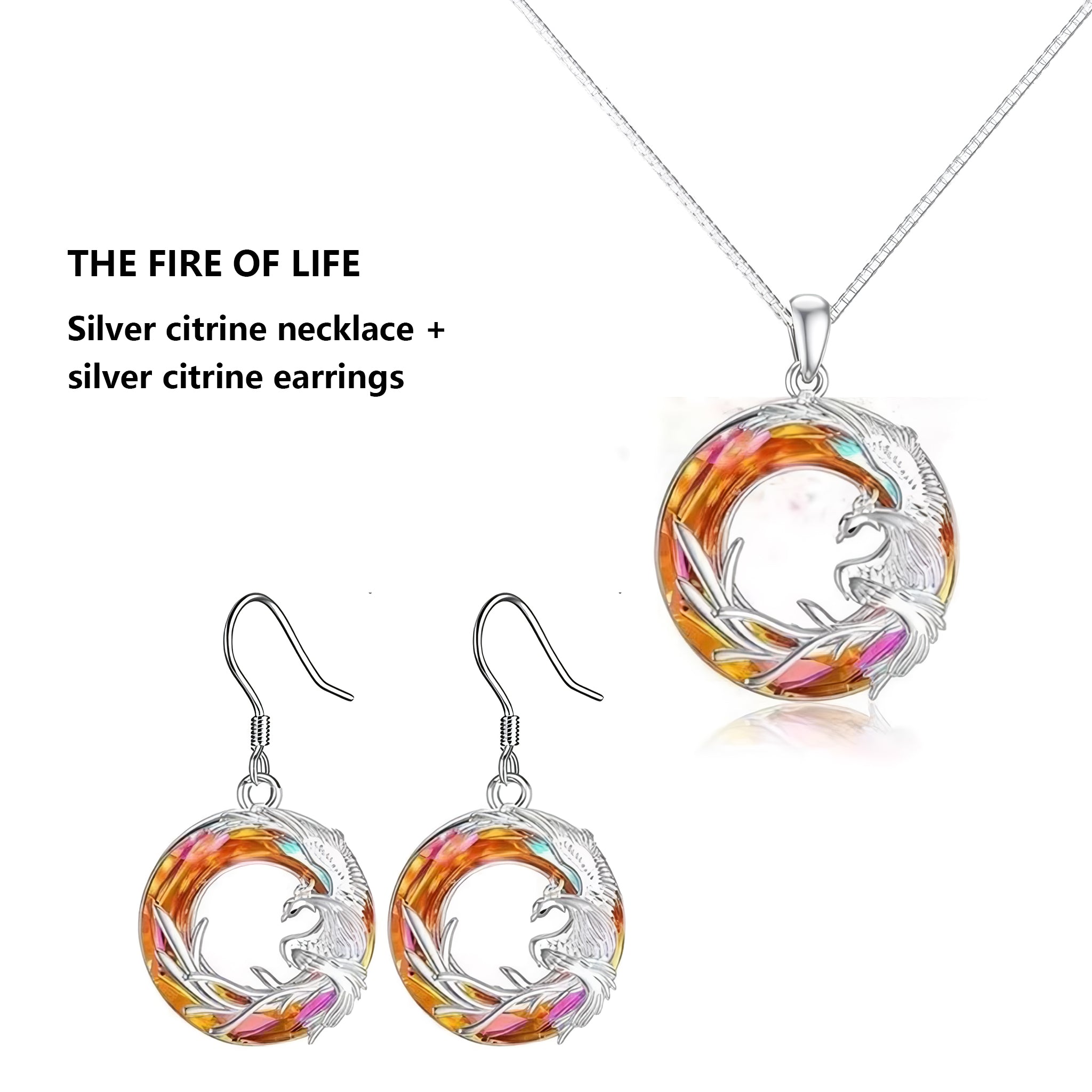 Phoenix Necklace 925 Sterling Silver Phoenix Pendant Austrian Crystal Necklace Rise from Ashes Phoenix Bird Necklace Animals Phoenix Jewelry for Women