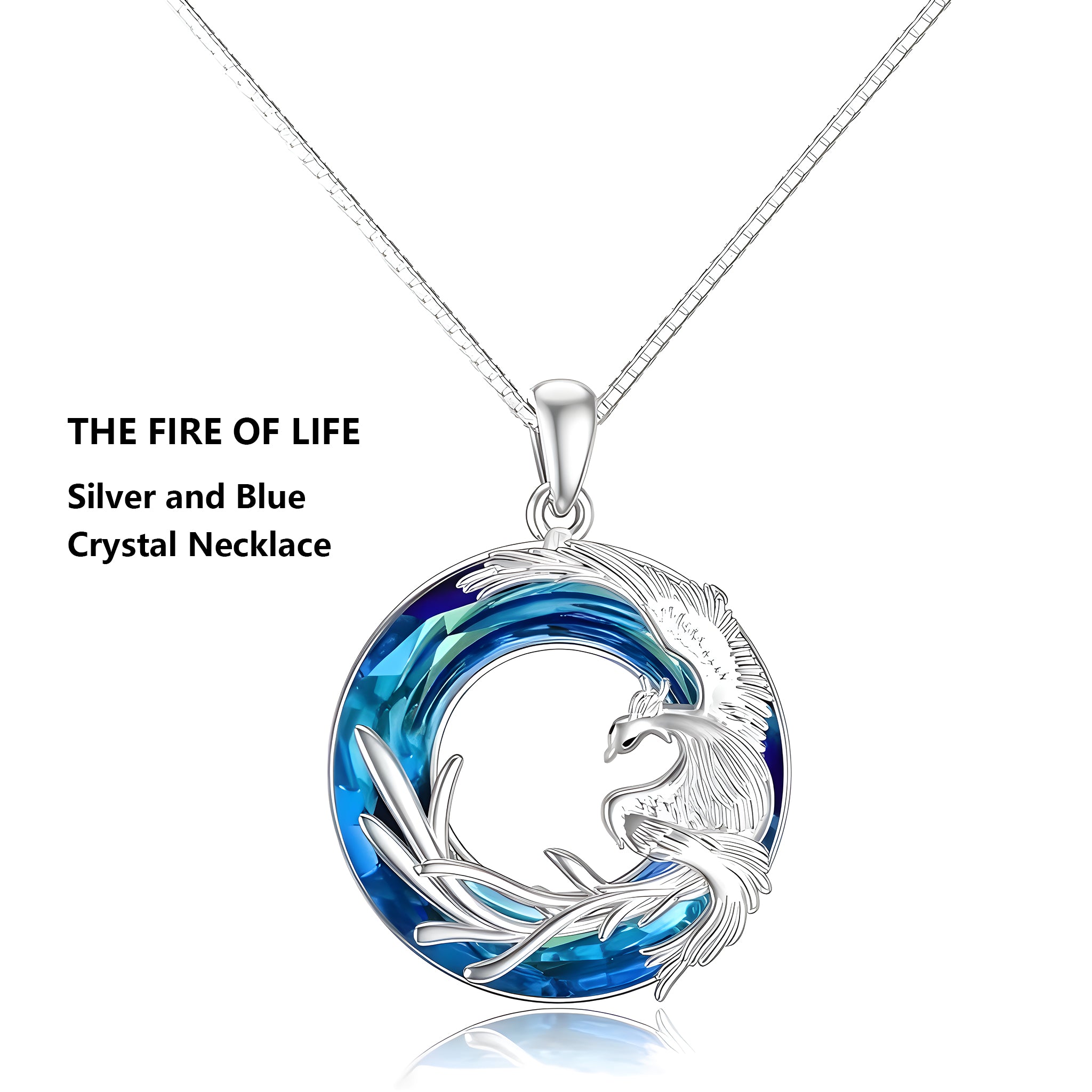 Phoenix Necklace 925 Sterling Silver Phoenix Pendant Austrian Crystal Necklace Rise from Ashes Phoenix Bird Necklace Animals Phoenix Jewelry for Women