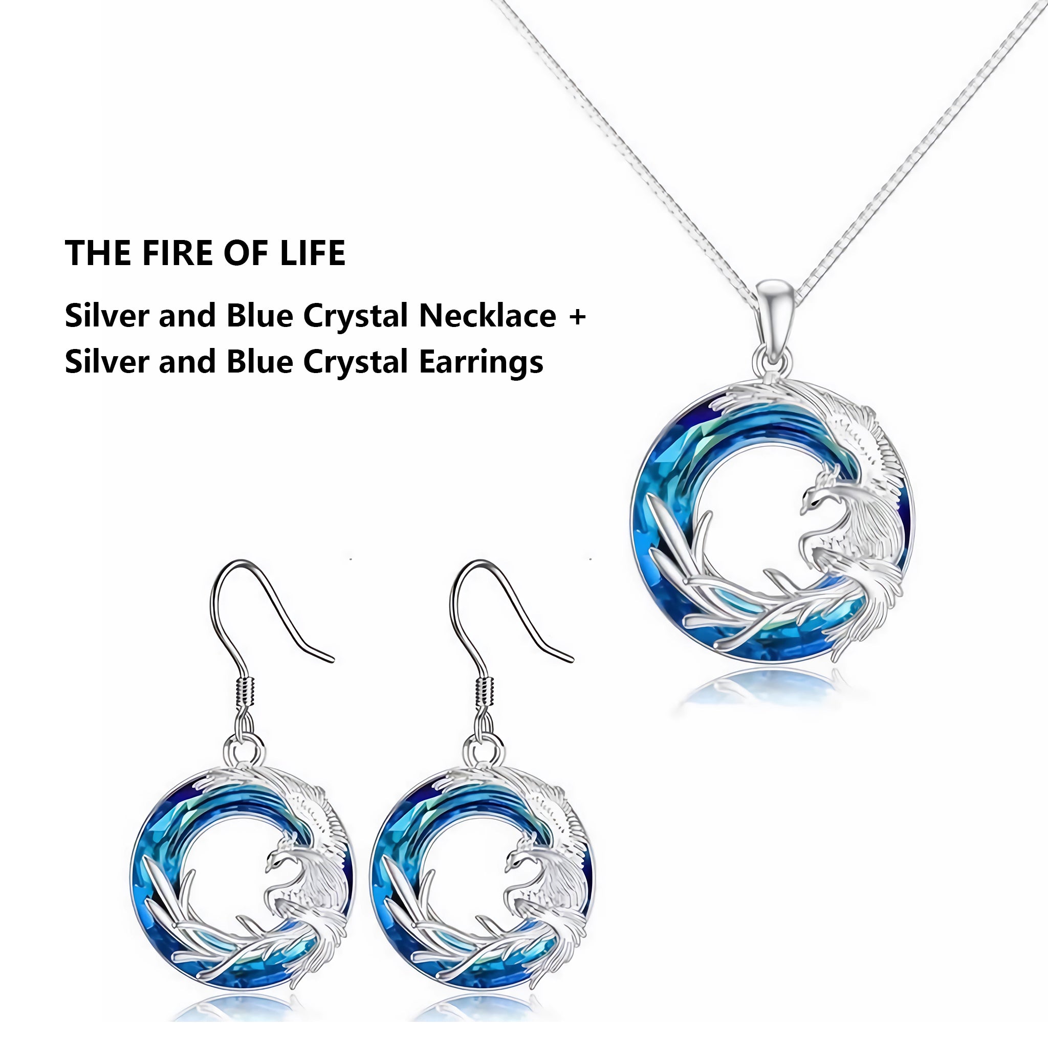 Phoenix Necklace 925 Sterling Silver Phoenix Pendant Austrian Crystal Necklace Rise from Ashes Phoenix Bird Necklace Animals Phoenix Jewelry for Women