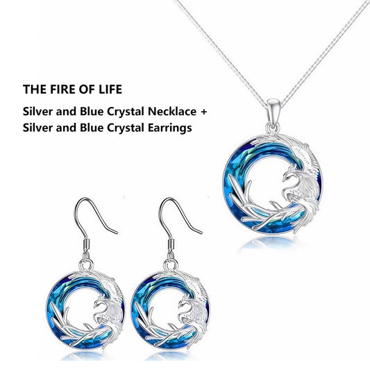 Phoenix Necklace 925 Sterling Silver Phoenix Pendant Austrian Crystal Necklace Rise from Ashes Phoenix Bird Necklace Animals Phoenix Jewelry for Women